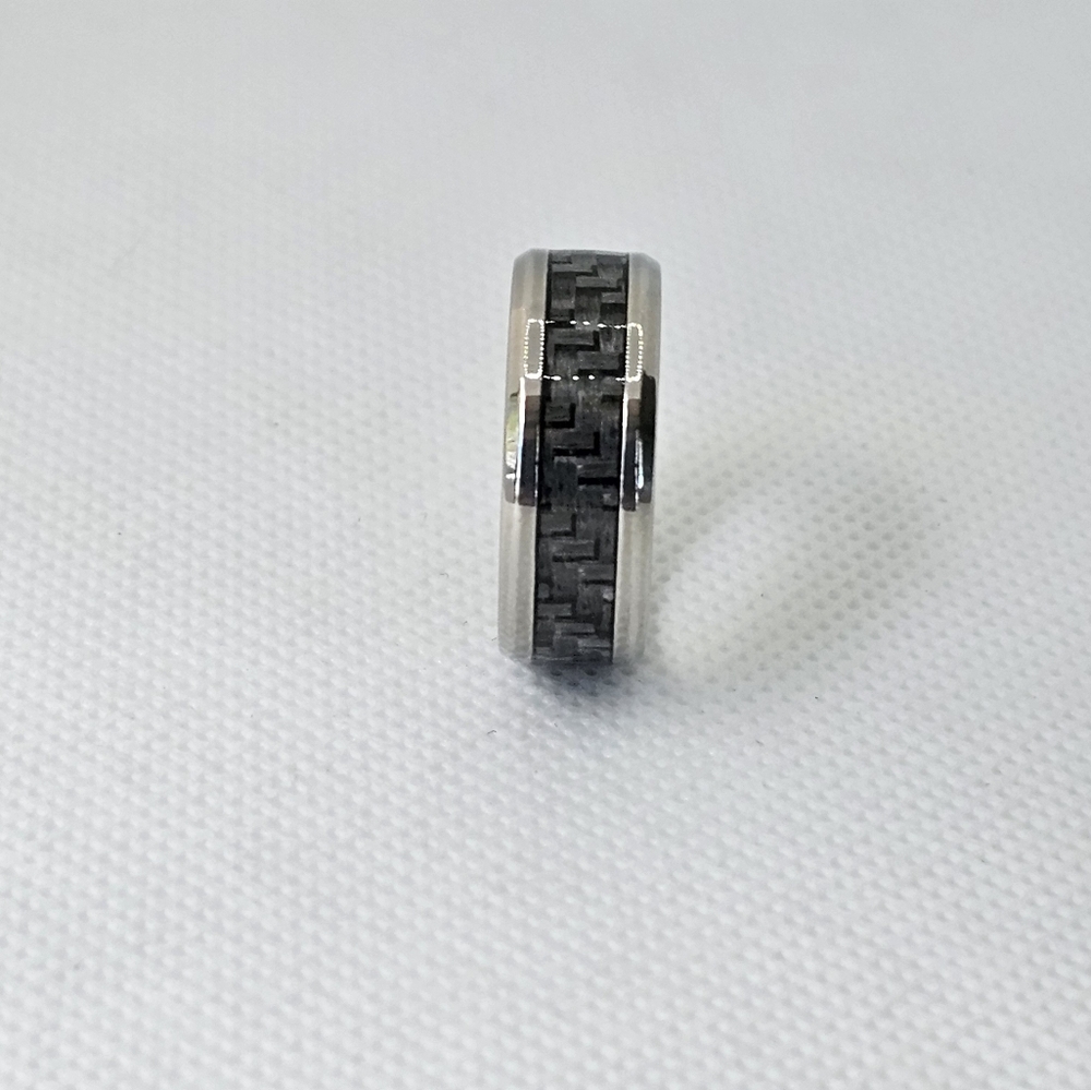 Comfort Fit Grey Carbon Fiber Stainless Steel 8mm Wedding Band! New - Picture 7 of 7